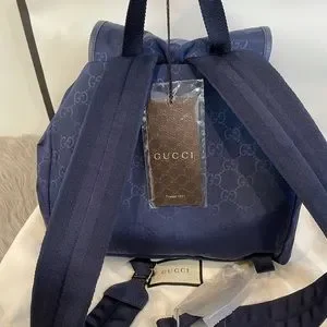 Gucci Blue GG Backpack 510343 Nylon  Bag Light Gucci GUCCI GG nylon backpack, rucksack, daypack, leather  main image 4